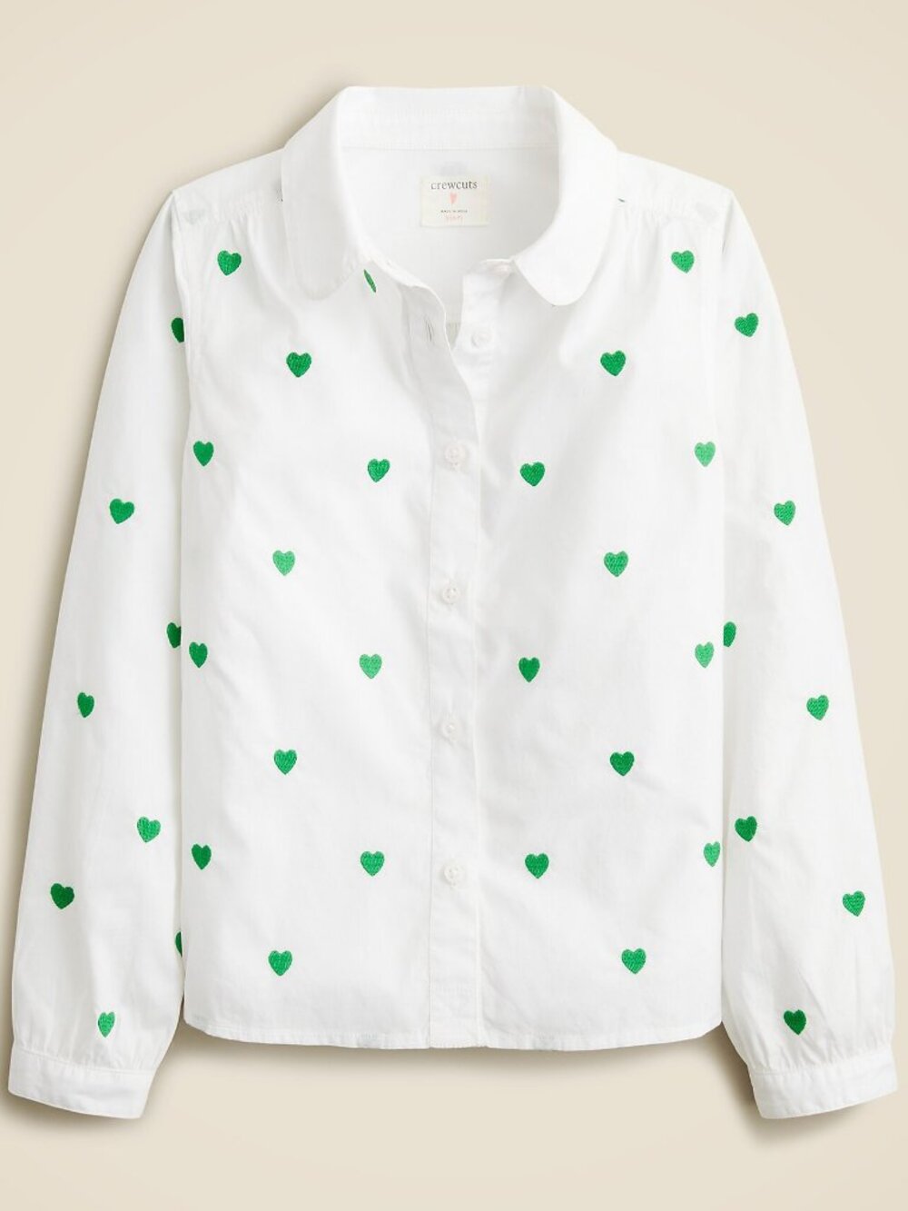NWOT MSRP $65 J.CREW SHIRT Heart-embroidered Button-up Girl Size 16/Woman Size S